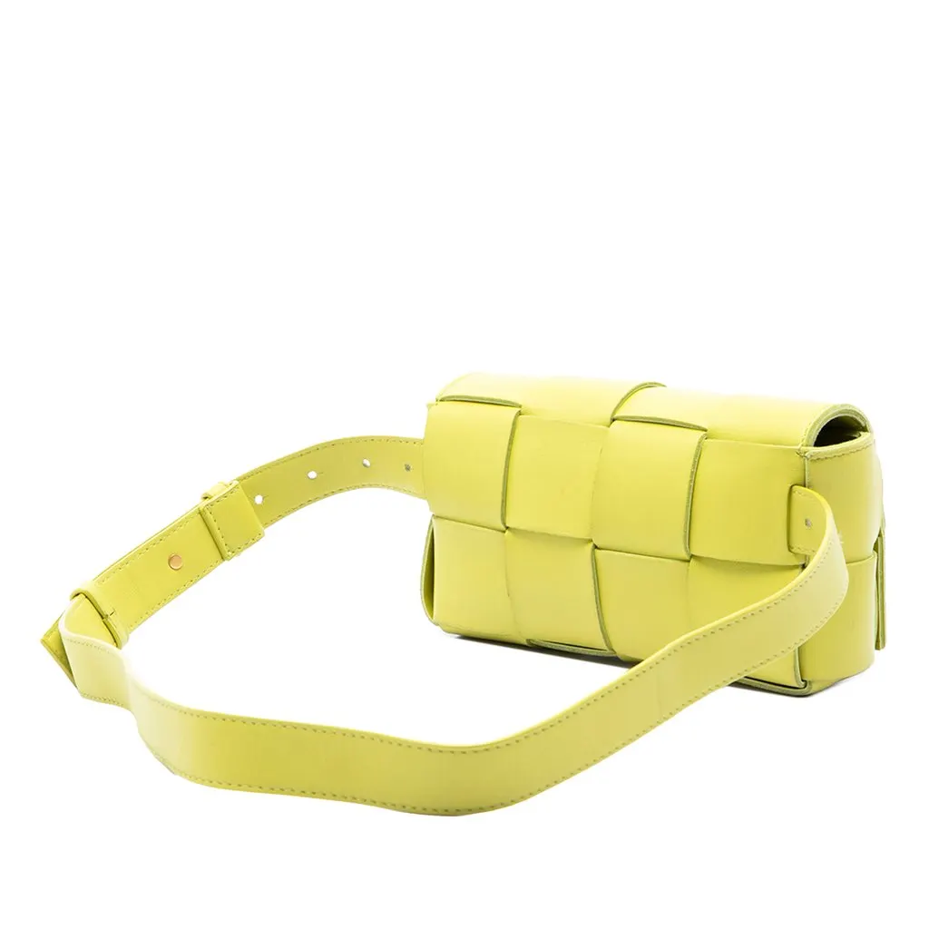 Bottega Veneta Mini Nappa Intrecciato Cassette Belt Bag Yellow Leather Very good - Back View