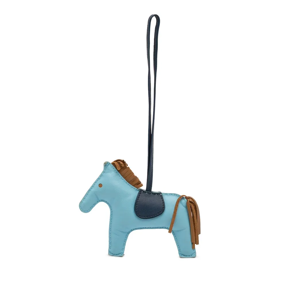 Hermès Milo Lambskin Grigri Rodeo Bag Charm MM Blue Leather Very good - Front View