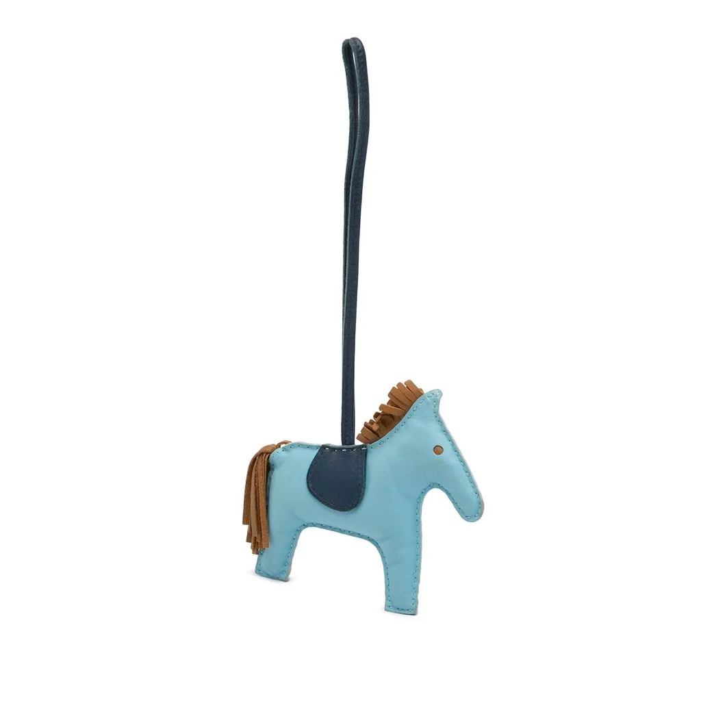 Hermès Milo Lambskin Grigri Rodeo Bag Charm MM Blue Leather Very good - Back View