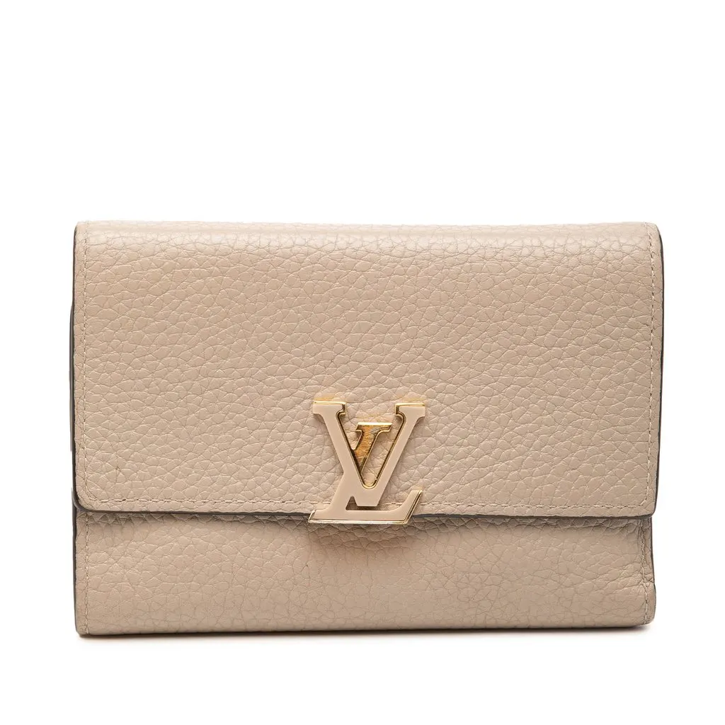 Louis Vuitton Taurillon Capucines Compact Wallet Beige Leather Very good - Front View
