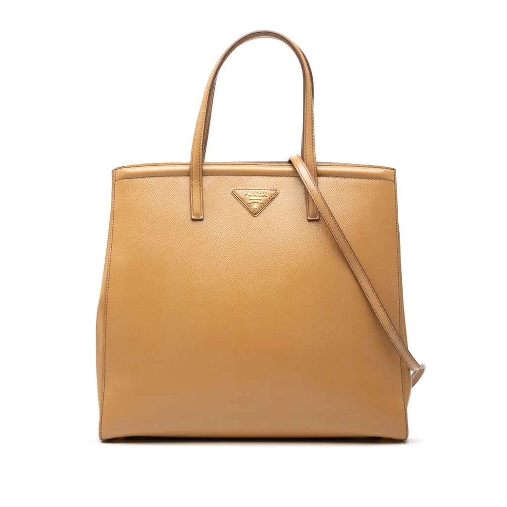 Prada Saffiano Vernice Parabole Satchel Brown Leather Very good - Front View