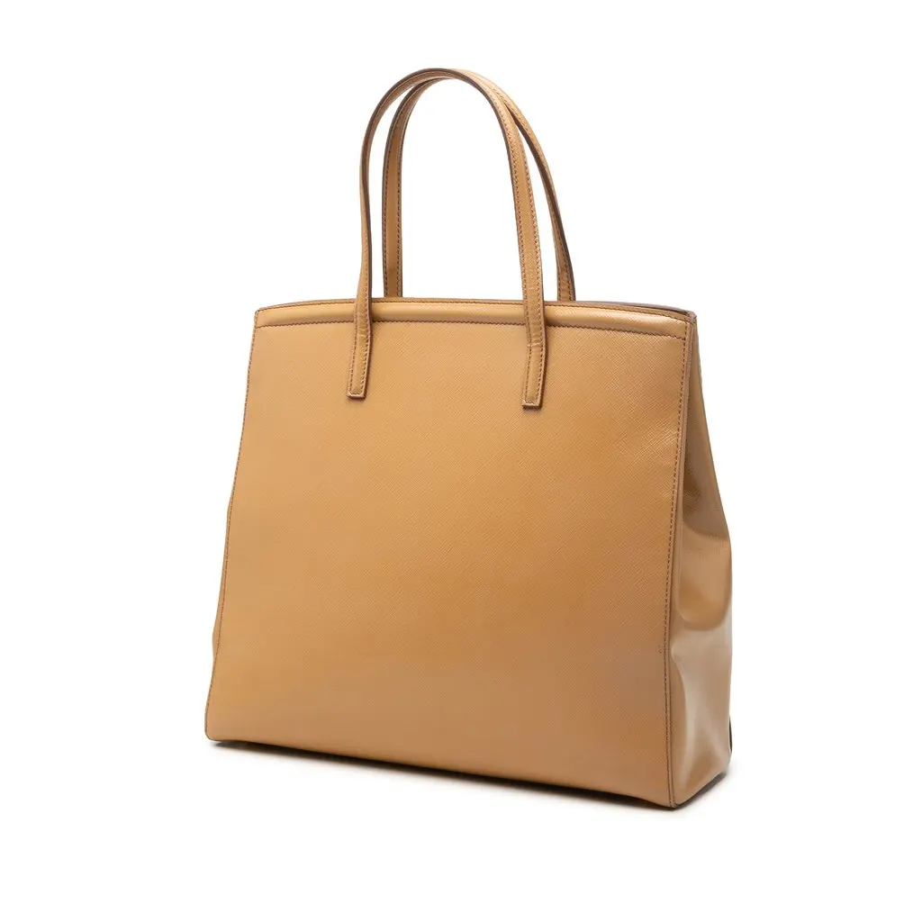 Prada Saffiano Vernice Parabole Satchel Brown Leather Very good - Back View