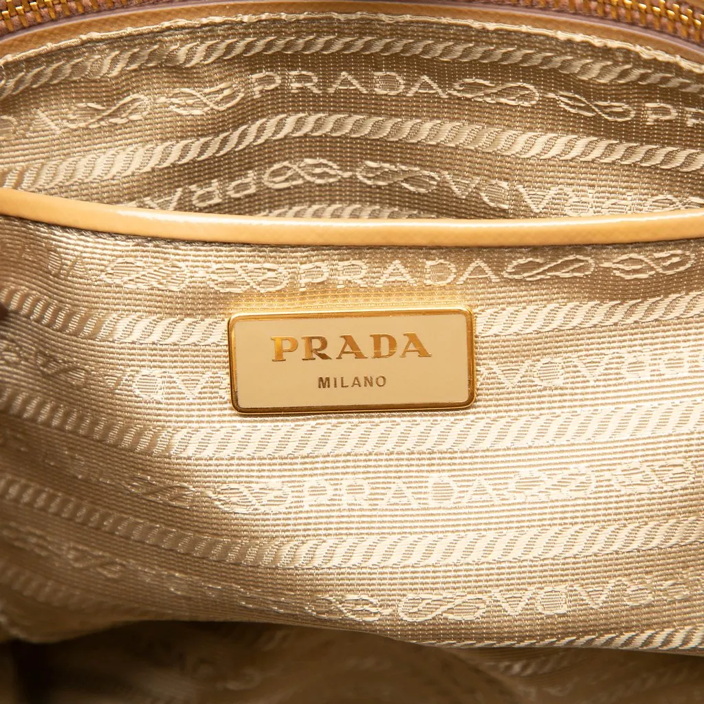 Prada Saffiano Vernice Parabole Satchel Brown Leather Very good - Box View