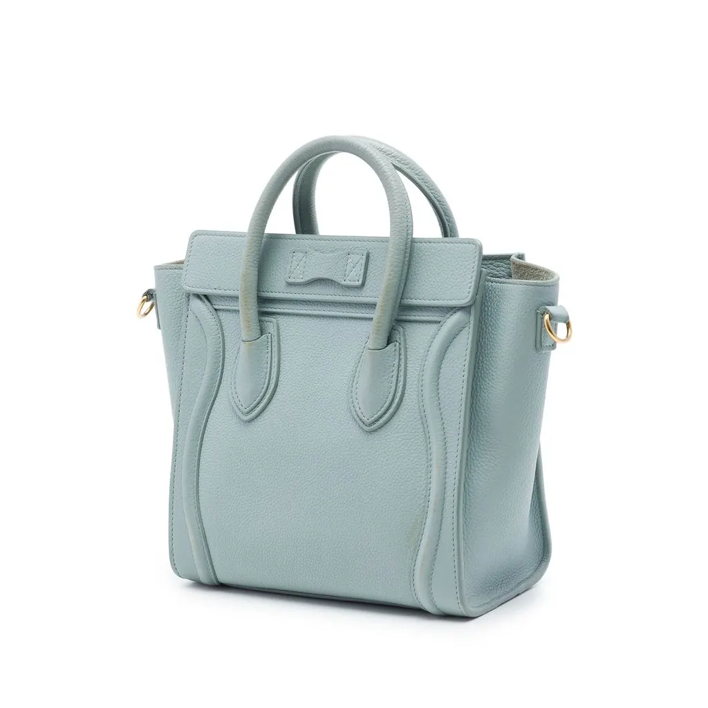 Celine Nano Leather Luggage Tote Blue Leather Very good - Back View