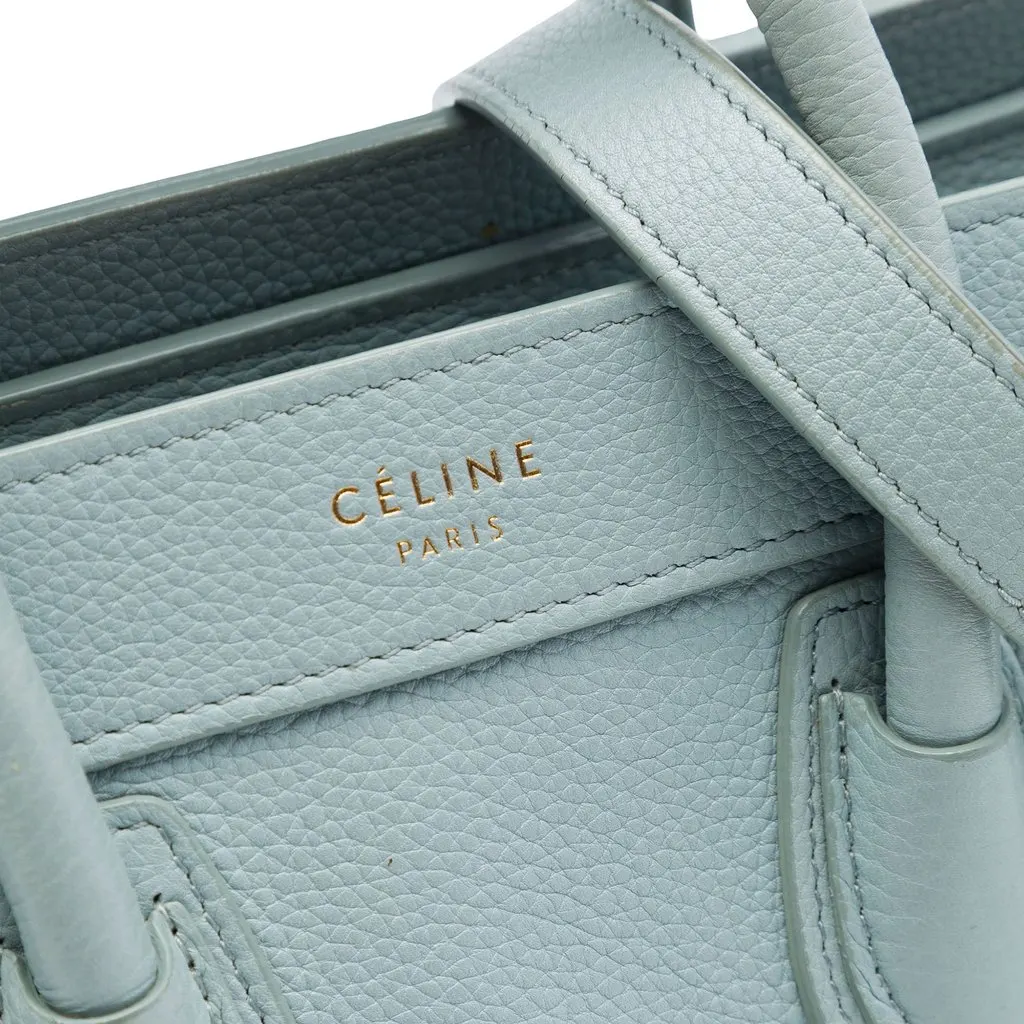 Celine Nano Leather Luggage Tote Blue Leather Very good - Box View