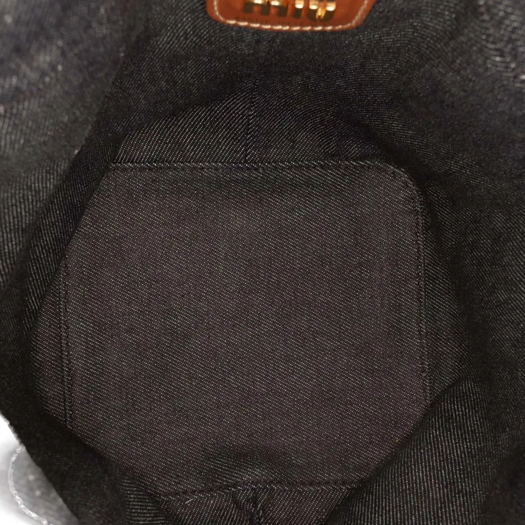 Miu Miu Denim Logo Bucket Bag Blue Very good - Model View
