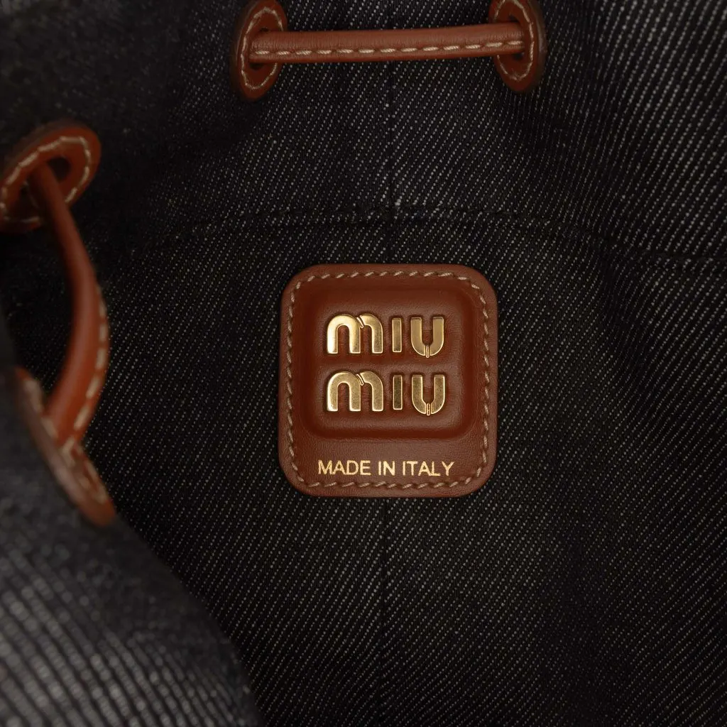 Miu Miu Denim Logo Bucket Bag Blue Very good - Box View