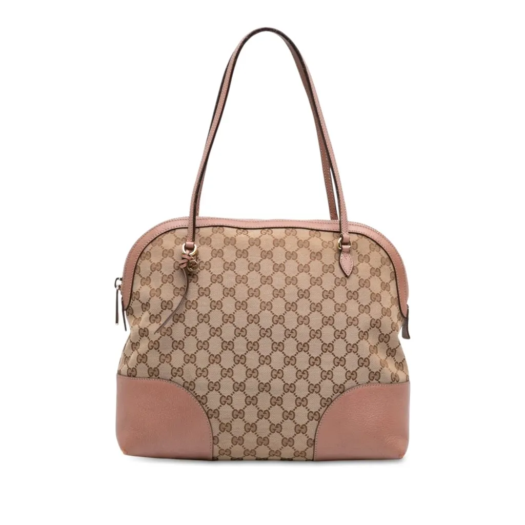 Gucci Medium GG Canvas Bree Dome Tote Beige Canvas Good - Front View