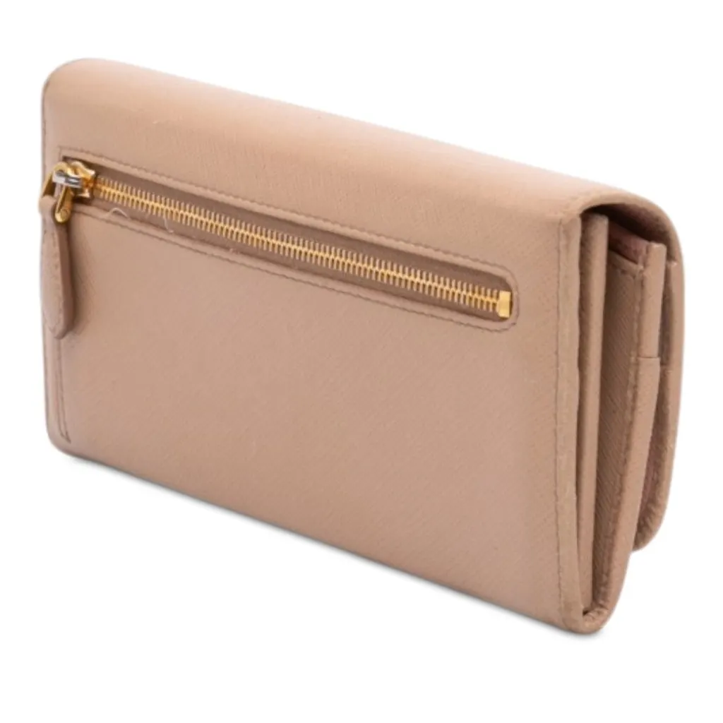 Prada Saffiano Continental Flap Wallet Beige Leather Very good - Back View