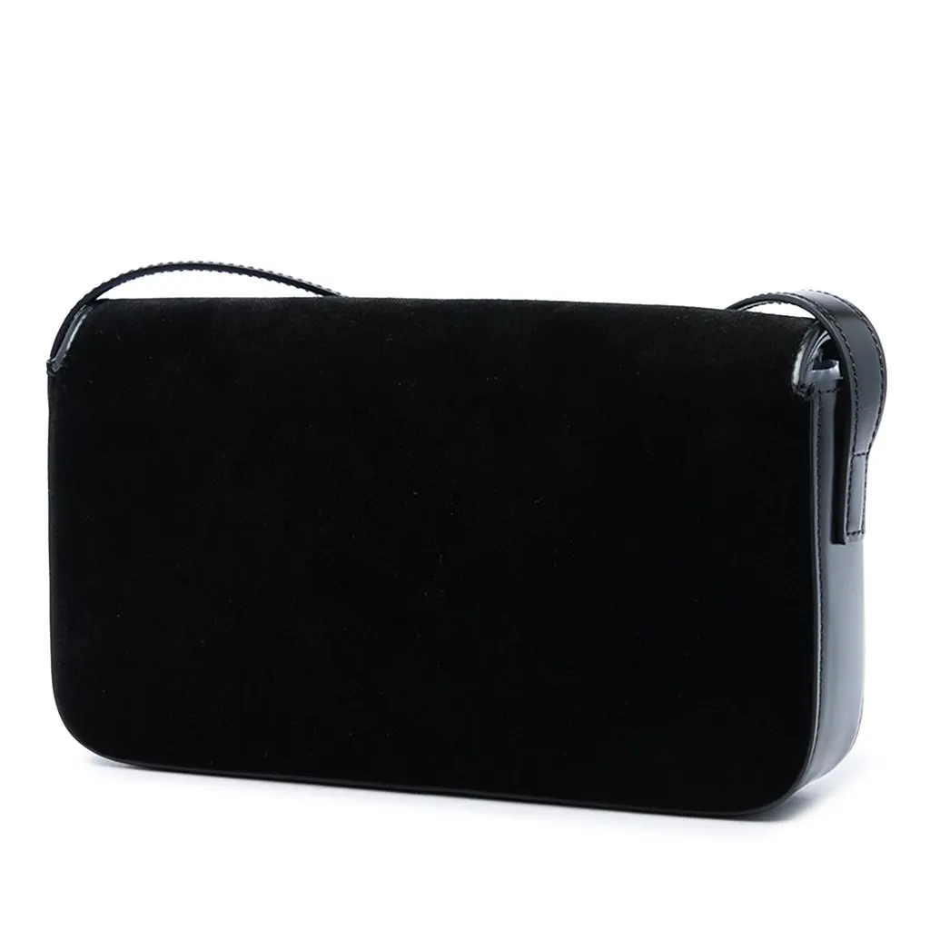 Celine Velvet Claude Shoulder Bag Black Very good - Back View
