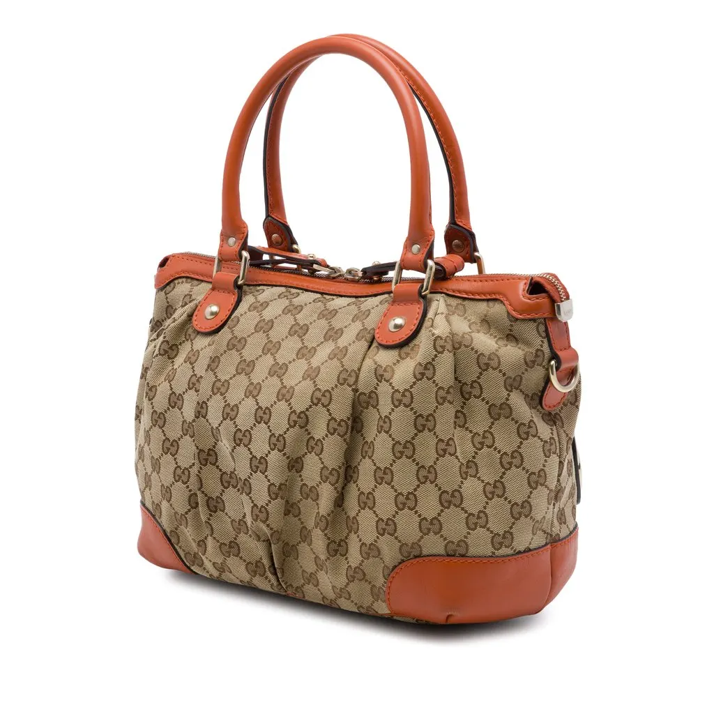 Gucci GG Canvas Sukey Satchel Beige Canvas Good - Back View