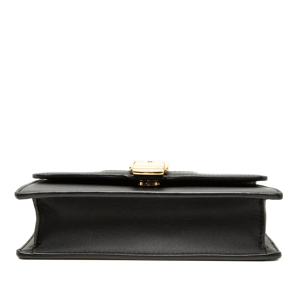 Gucci Super Mini Calfskin Web Sylvie Chain Crossbody Black Leather Very good - Inside View