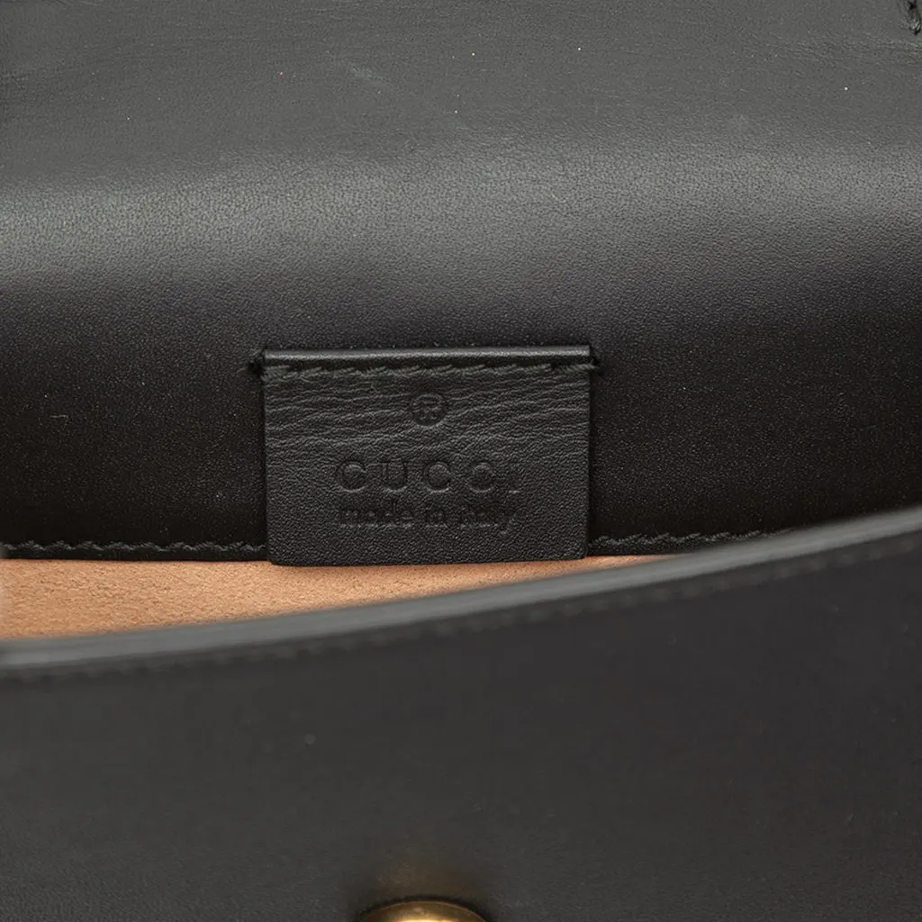 Gucci Super Mini Calfskin Web Sylvie Chain Crossbody Black Leather Very good - Box View