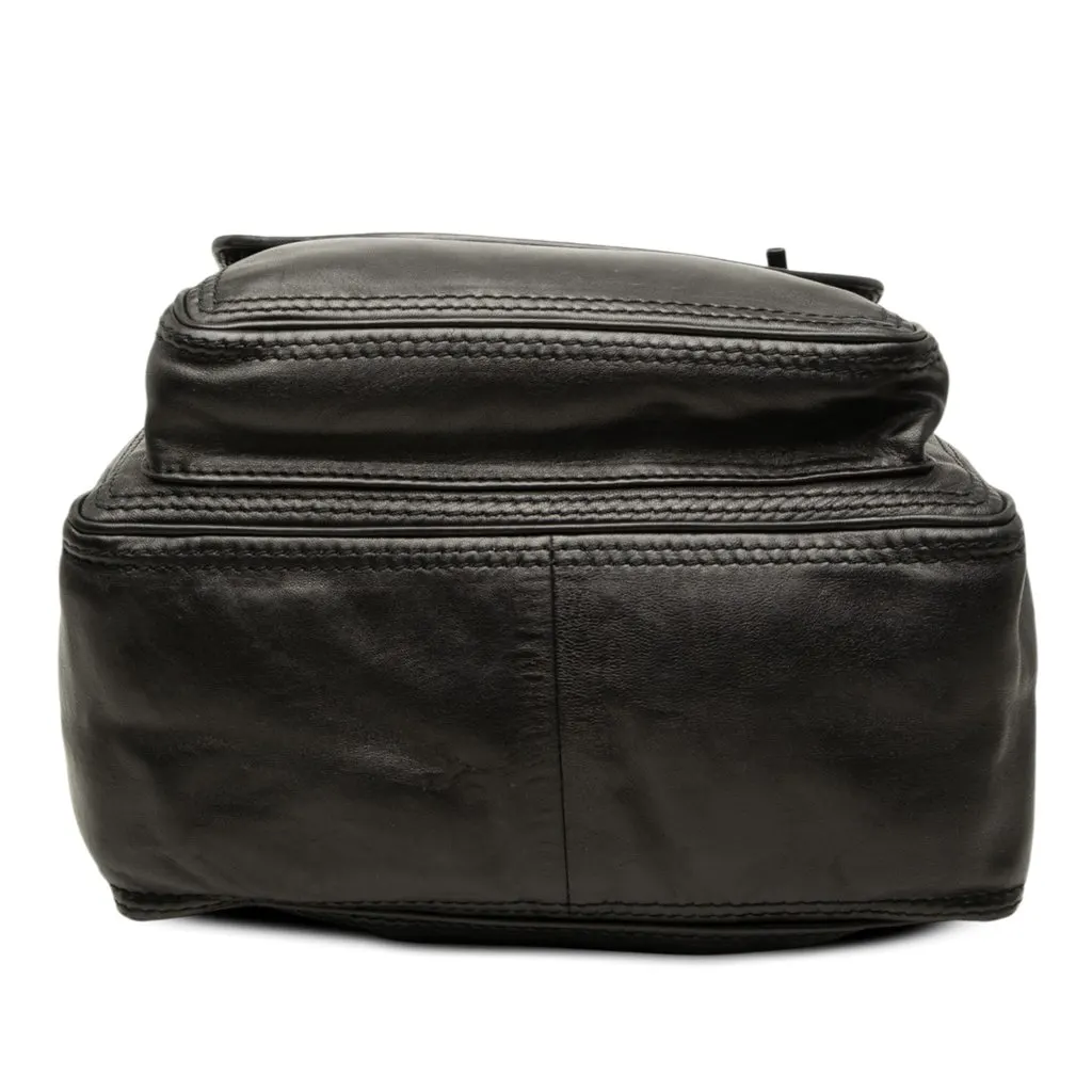 Bottega Veneta Nappa Intrecciato Trimmed Drawstring Flap Backpack Black Leather Very good - Inside View