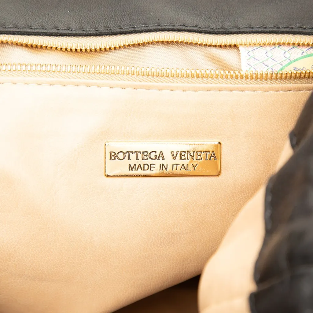 Bottega Veneta Nappa Intrecciato Trimmed Drawstring Flap Backpack Black Leather Very good - Box View