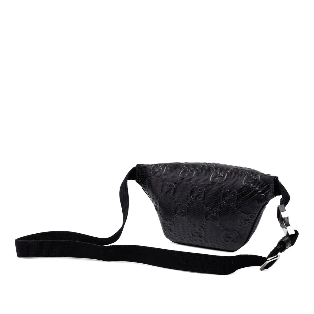 Gucci GG Embossed Perforated Calfskin Belt Bag Black Leather Very good - Back View