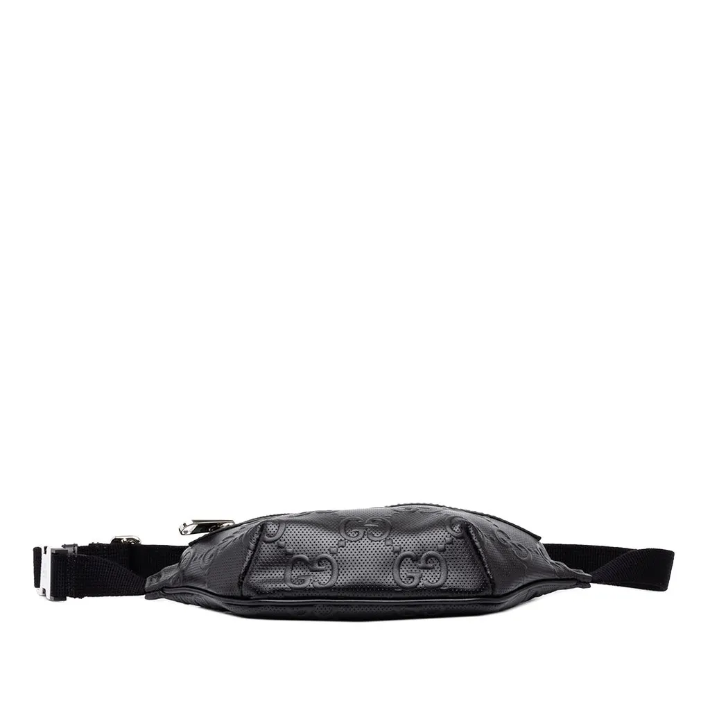 Gucci GG Embossed Perforated Calfskin Belt Bag Black Leather Very good - Inside View