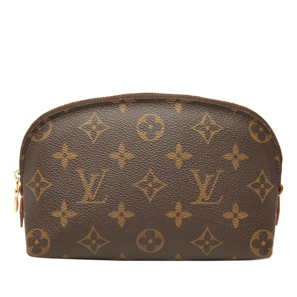 Louis Vuitton Monogram Cosmetic Pouch PM Brown Canvas Good - Front View
