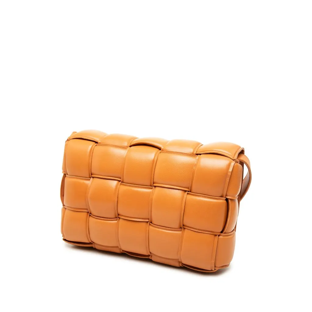 Bottega Veneta Nappa Intrecciato Padded Cassette Crossbody Orange Leather Good - Back View