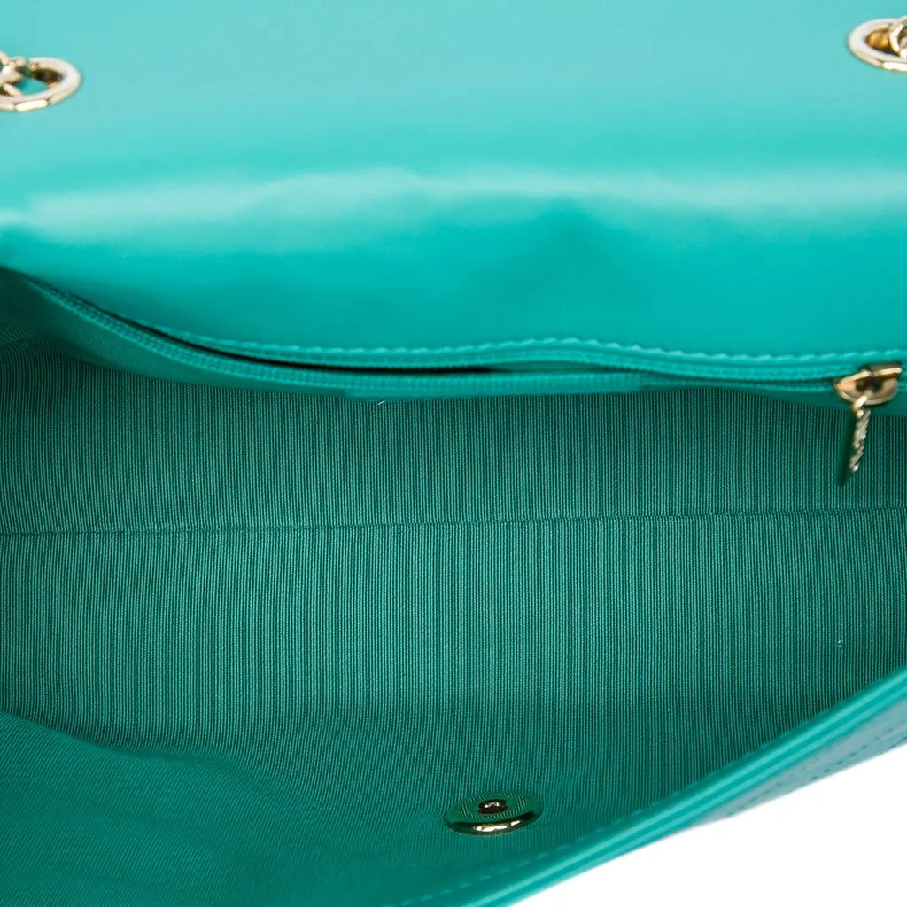 Chanel Medium Stitched Calfskin Covered CC Flap Blue Leather Very good - Model View