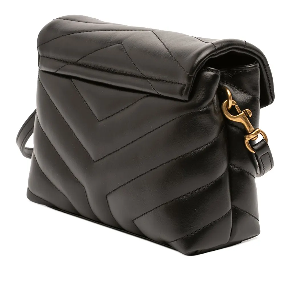 Saint Laurent Toy Matelasse Calfskin Monogram LouLou Crossbody Black Leather Good - Back View