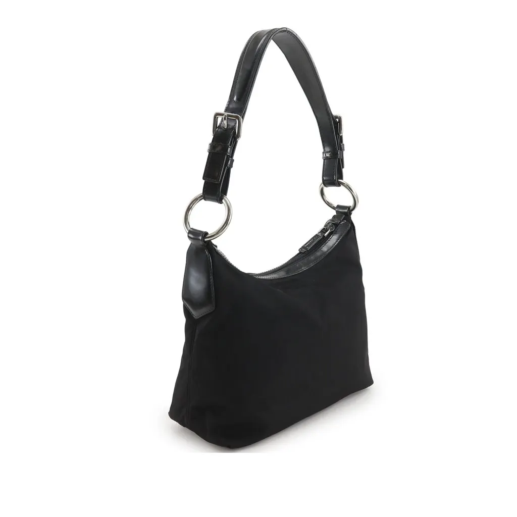 Prada Canapa Logo Tessuto Shoulder Bag Black Very good - Back View