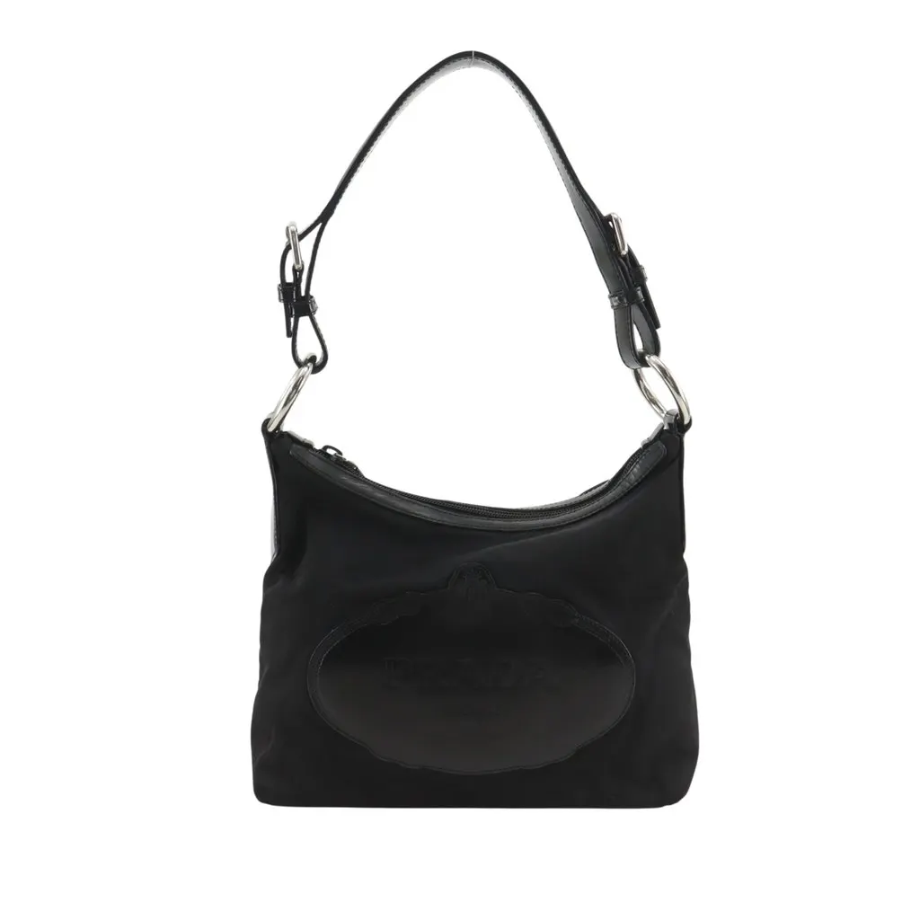 Prada Canapa Logo Tessuto Shoulder Bag Black Very good - Inside View