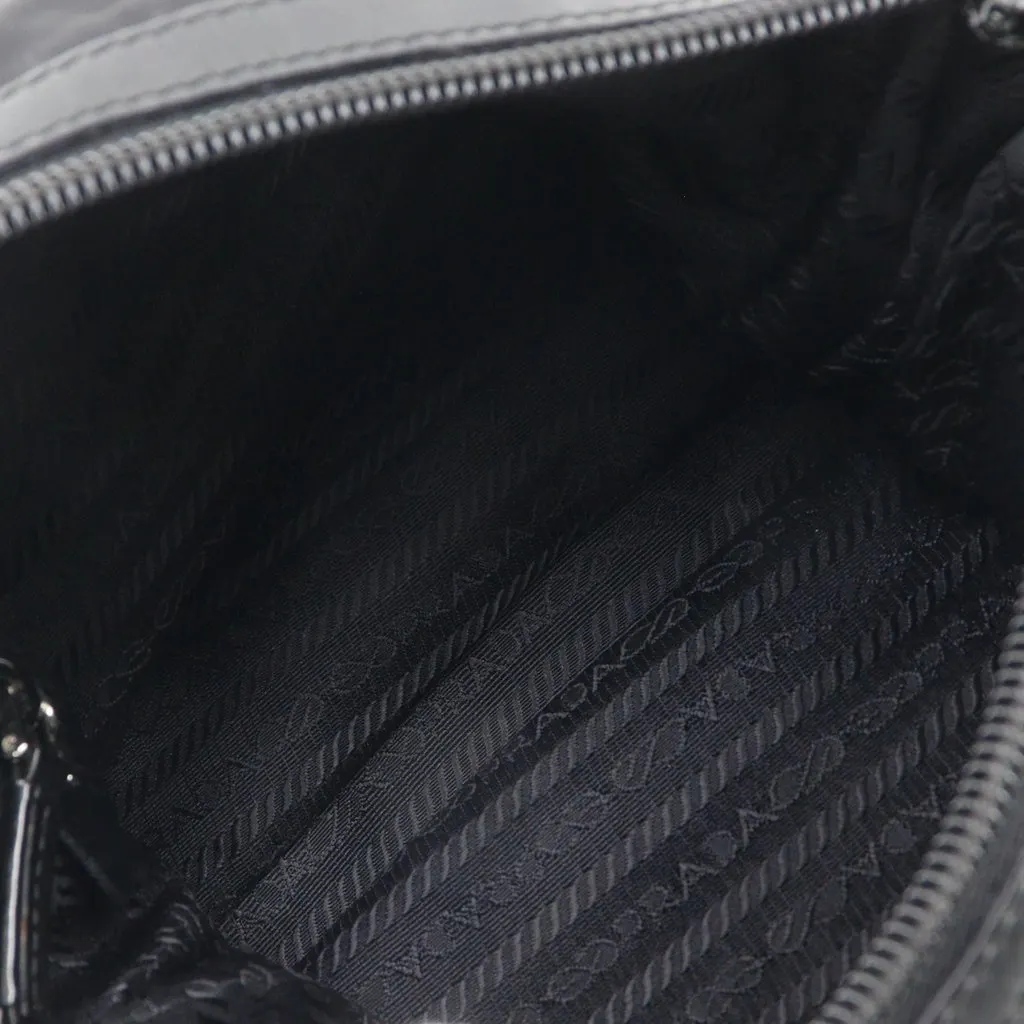 Prada Canapa Logo Tessuto Shoulder Bag Black Very good - Box View