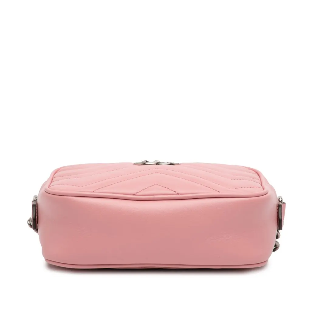 Gucci Mini GG Marmont Matelasse Leather Crossbody Pink Leather Good - Inside View