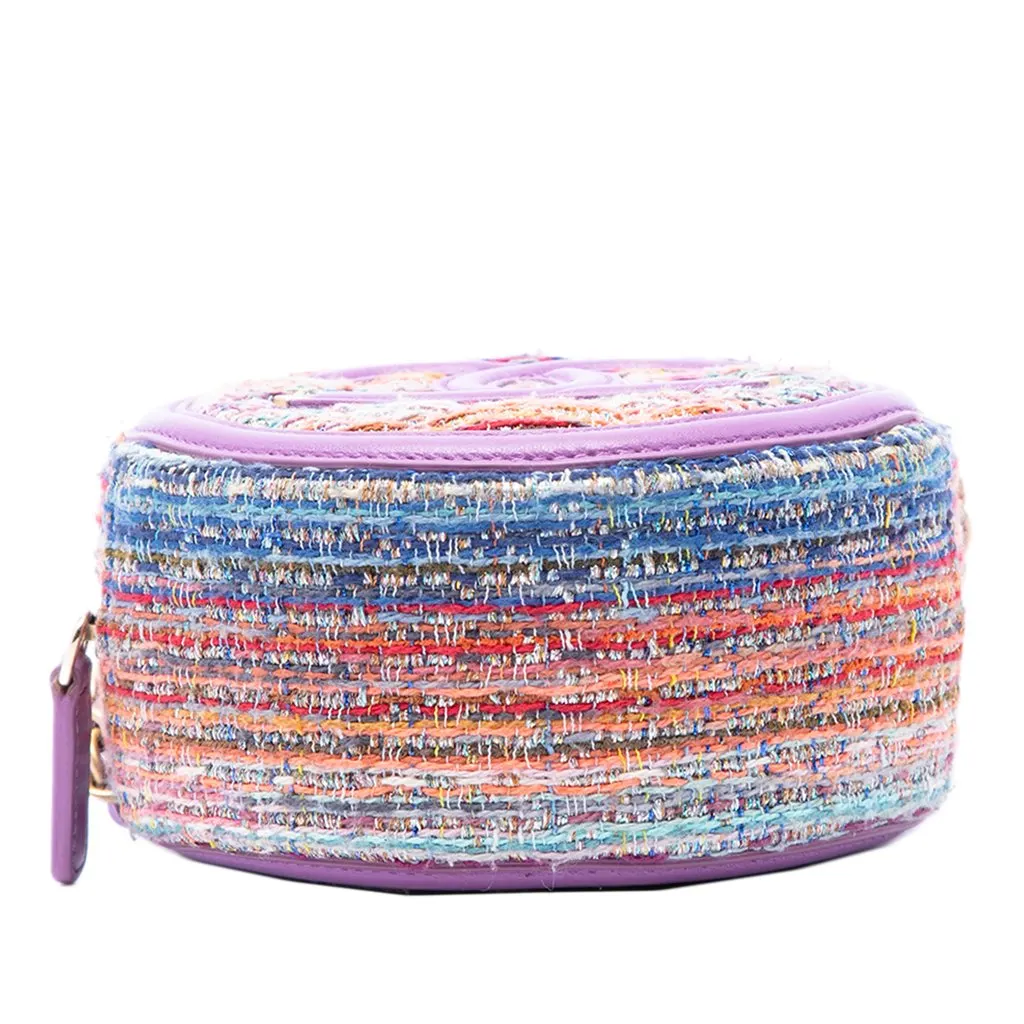 Chanel Tweed CC Filigree Round Crossbody Purple Tweed Very good - Inside View