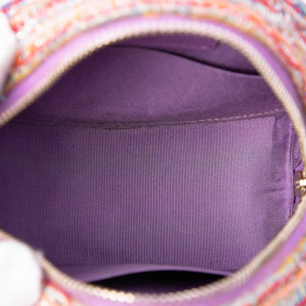 Chanel Tweed CC Filigree Round Crossbody Purple Tweed Very good - Model View