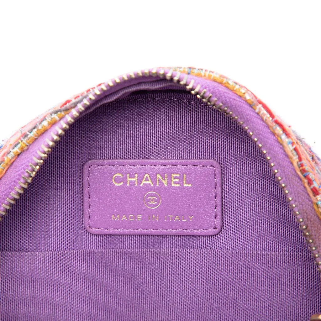 Chanel Tweed CC Filigree Round Crossbody Purple Tweed Very good - Box View