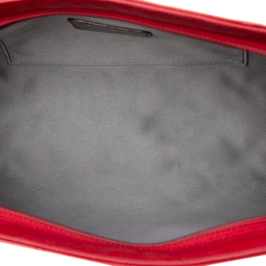 Chanel Quilted Patent Embossed Lucky Symbols Pochette Red Leather Good - Model View