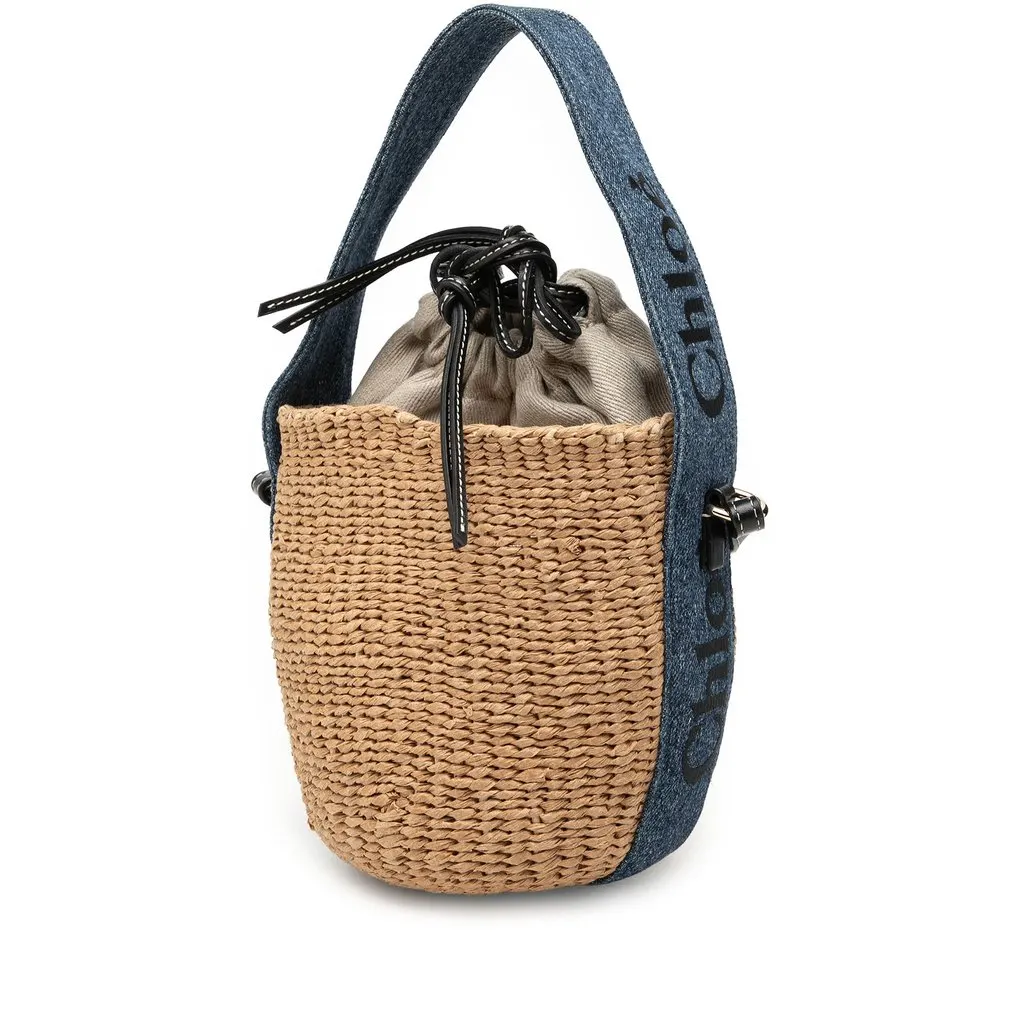 Chloé Small Raffia Woody Basket Bucket Bag Beige Very good - Back View