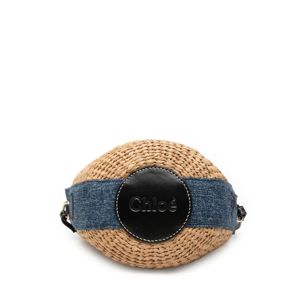 Chloé Small Raffia Woody Basket Bucket Bag Beige Very good - Inside View