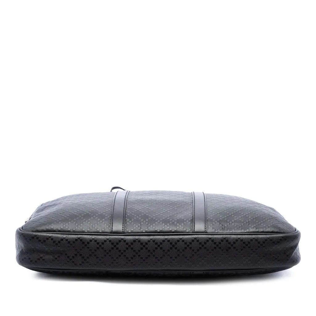 Gucci Diamante Calfskin Business Bag Black Leather Good - Inside View