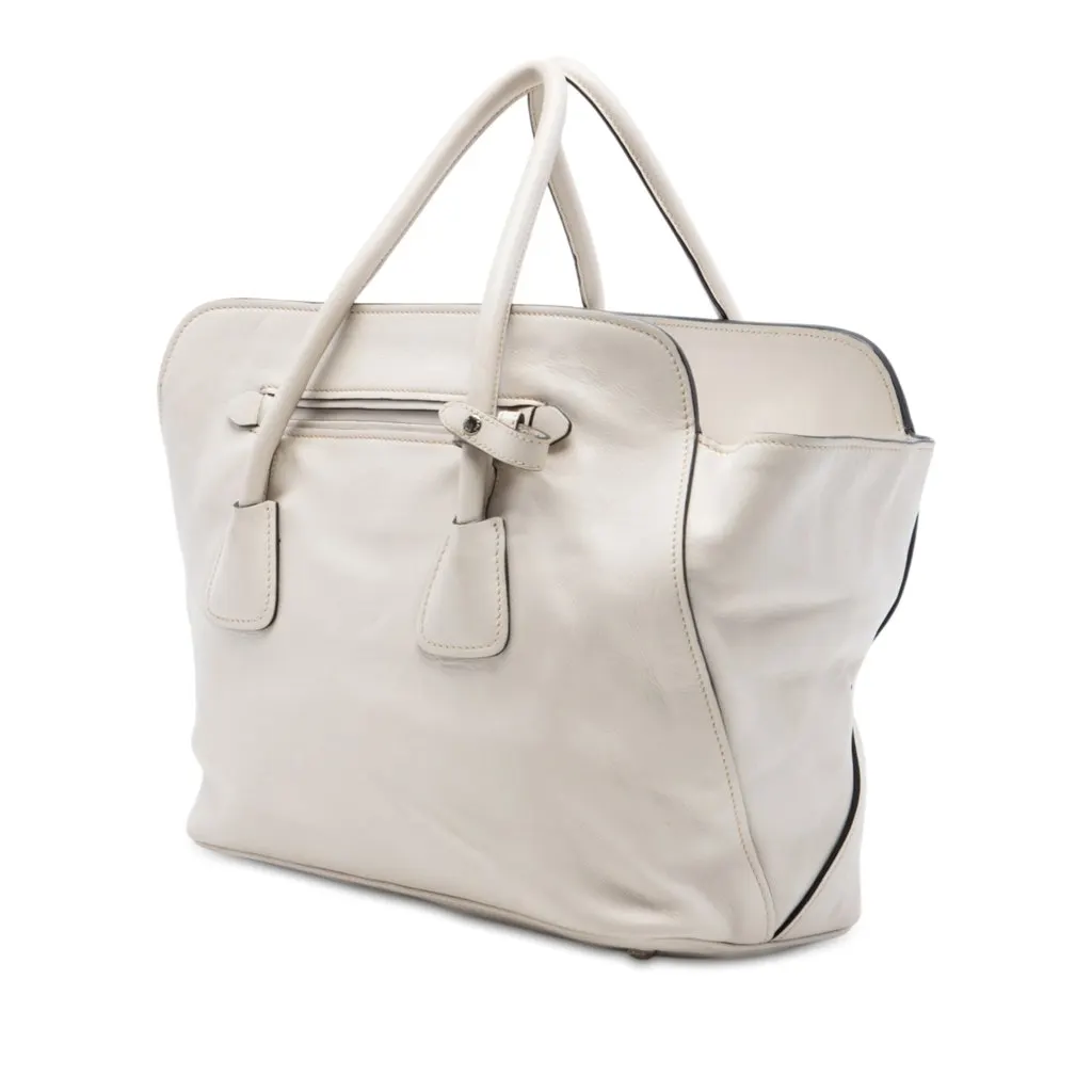 Prada Soft Calf Convertible Shopping Tote White Leather Very good - Back View