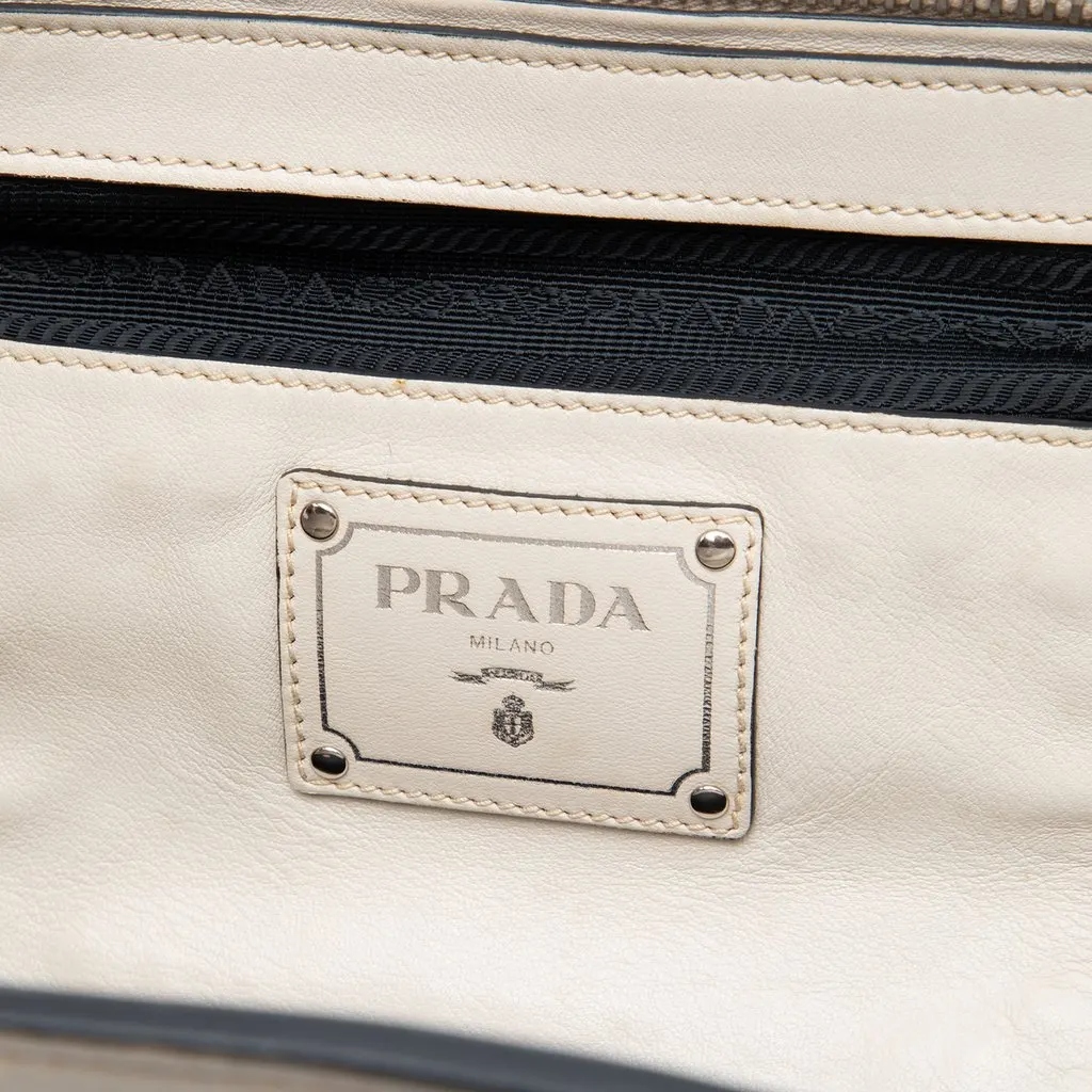 Prada Soft Calf Convertible Shopping Tote White Leather Very good - Box View