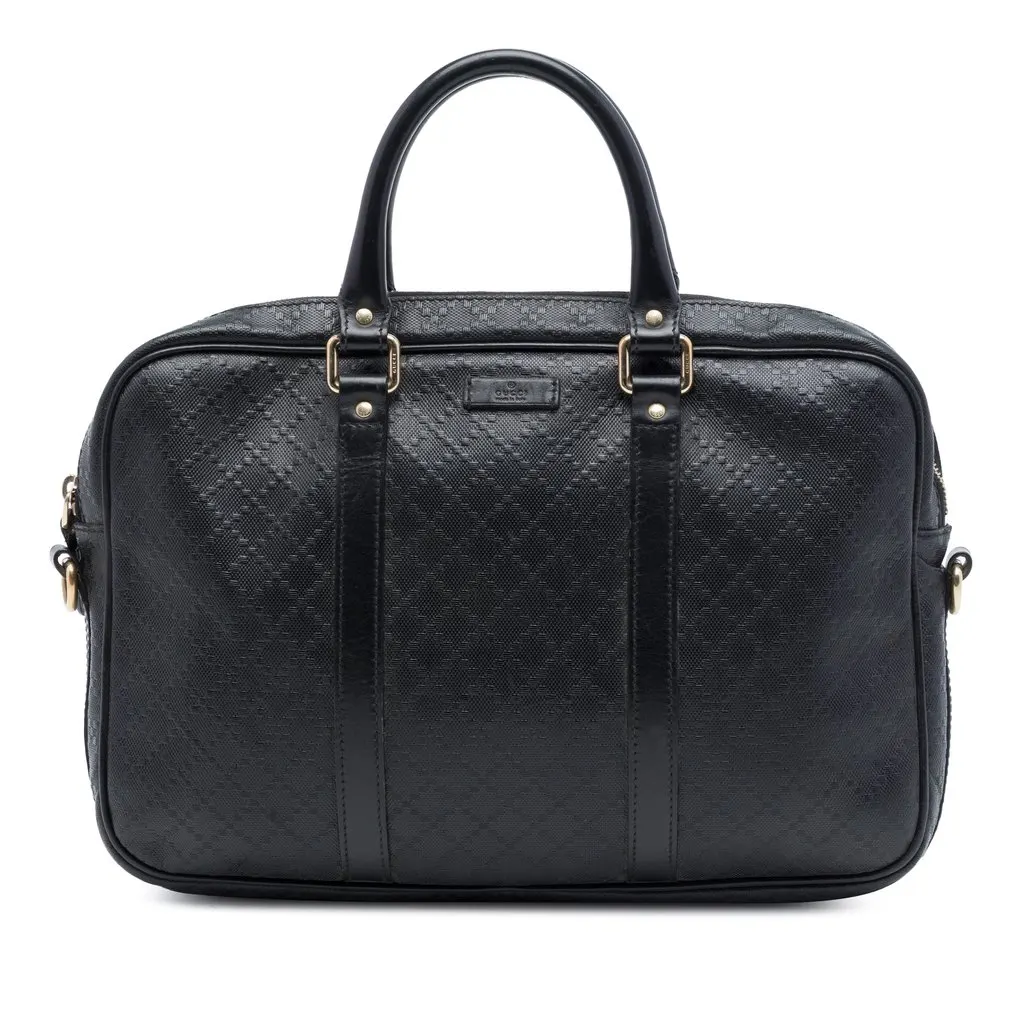 Gucci Medium Diamante Calfskin Bright Business Bag Black Leather Very good - Front View