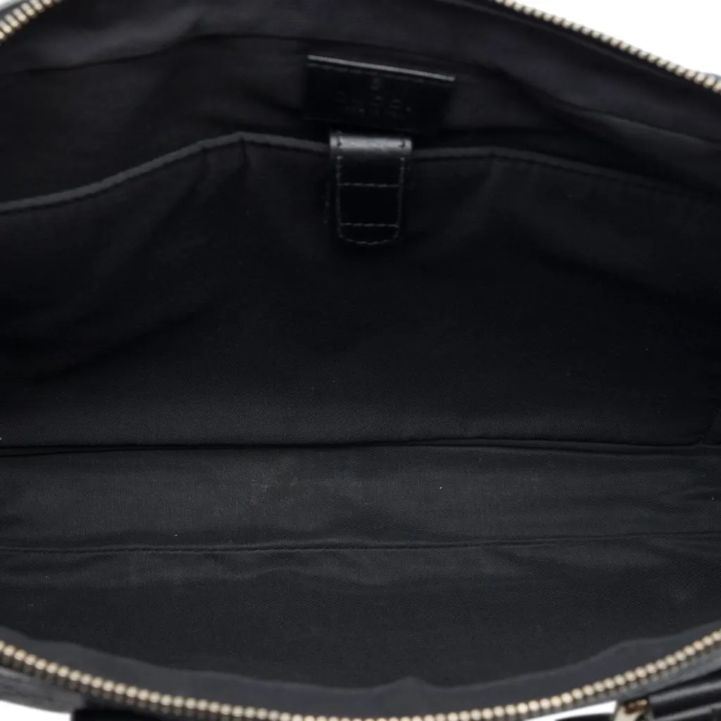 Gucci Medium Diamante Calfskin Bright Business Bag Black Leather Very good - Model View