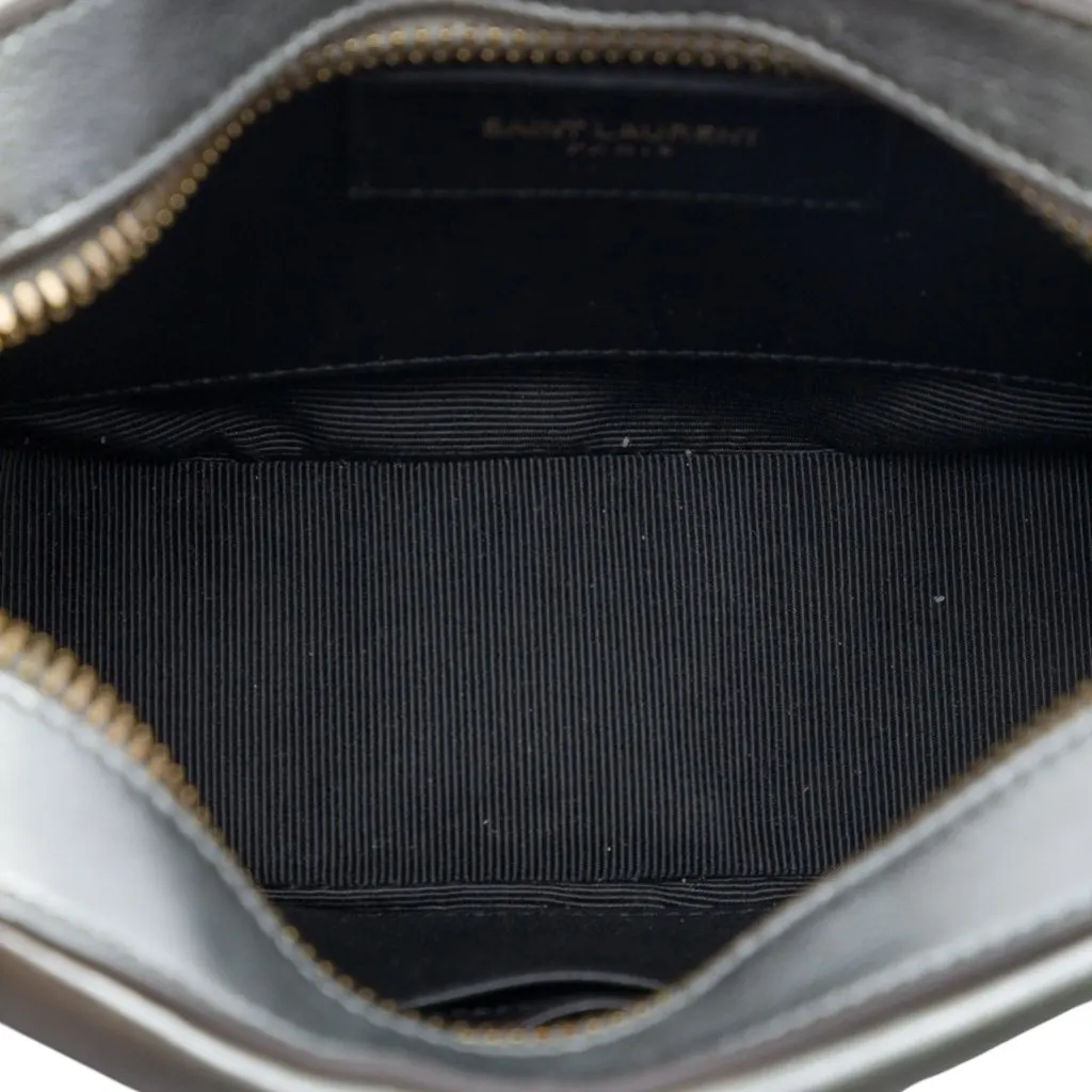 Saint Laurent Small Metallic Calfskin Classic Monogram Camera Bag Silver Leather Very good - Model View