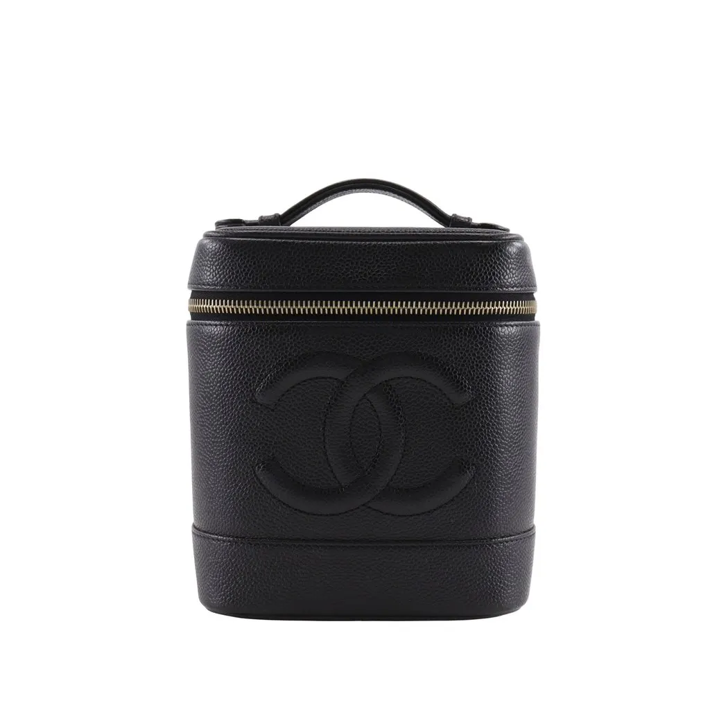 Chanel CC Caviar Vanity Bag Black Leather Very good - Front View