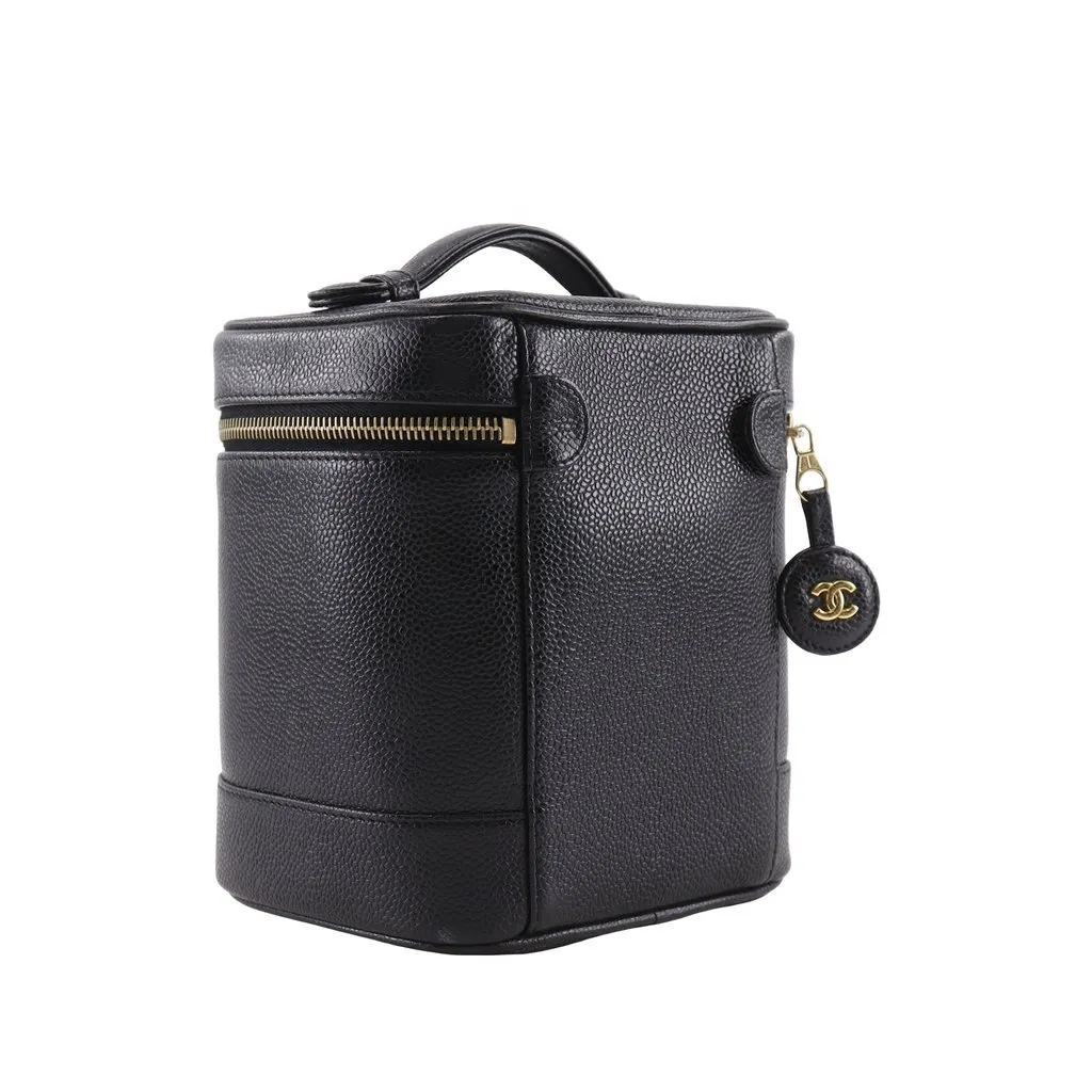 Chanel CC Caviar Vanity Bag Black Leather Very good - Back View
