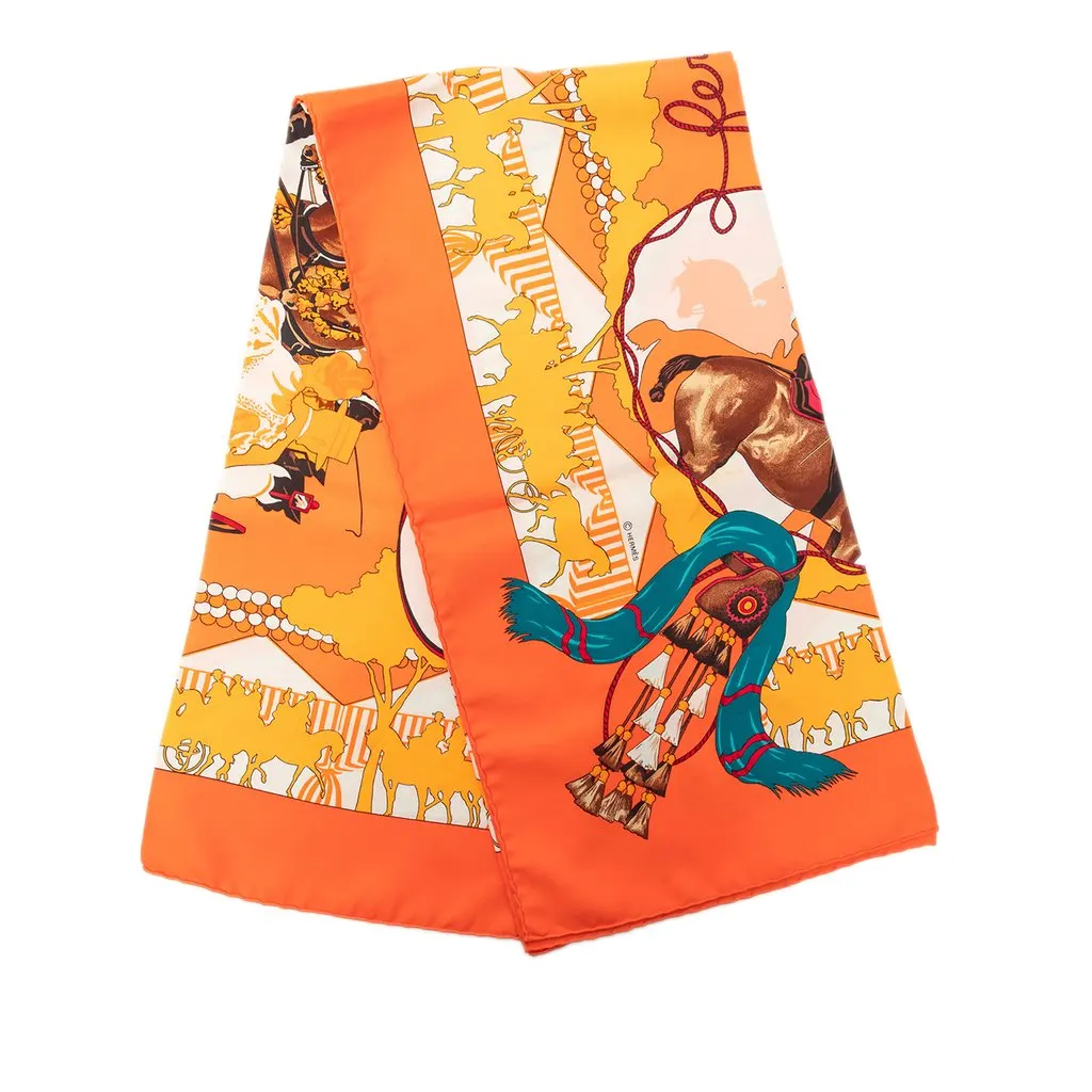 Hermès Feria de Sevilla Silk Scarf 90 Orange Very good - Front View