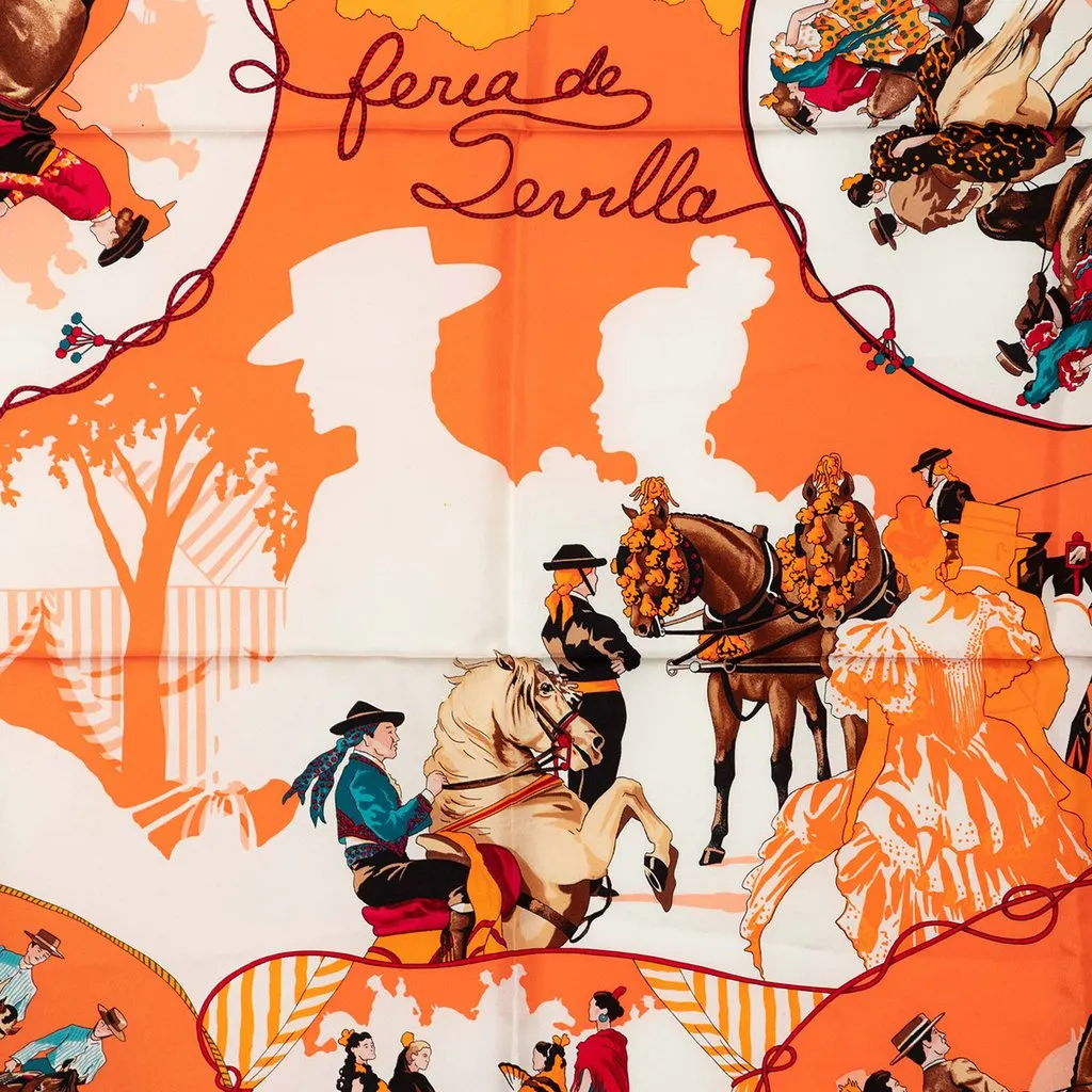 Hermès Feria de Sevilla Silk Scarf 90 Orange Very good - Back View