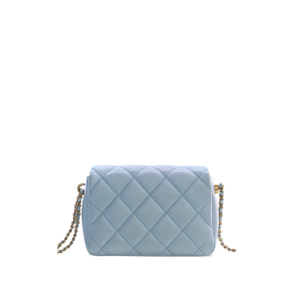 Chanel Mini Quilted Iridescent Caviar My Perfect Flap Blue Leather Very good - Back View