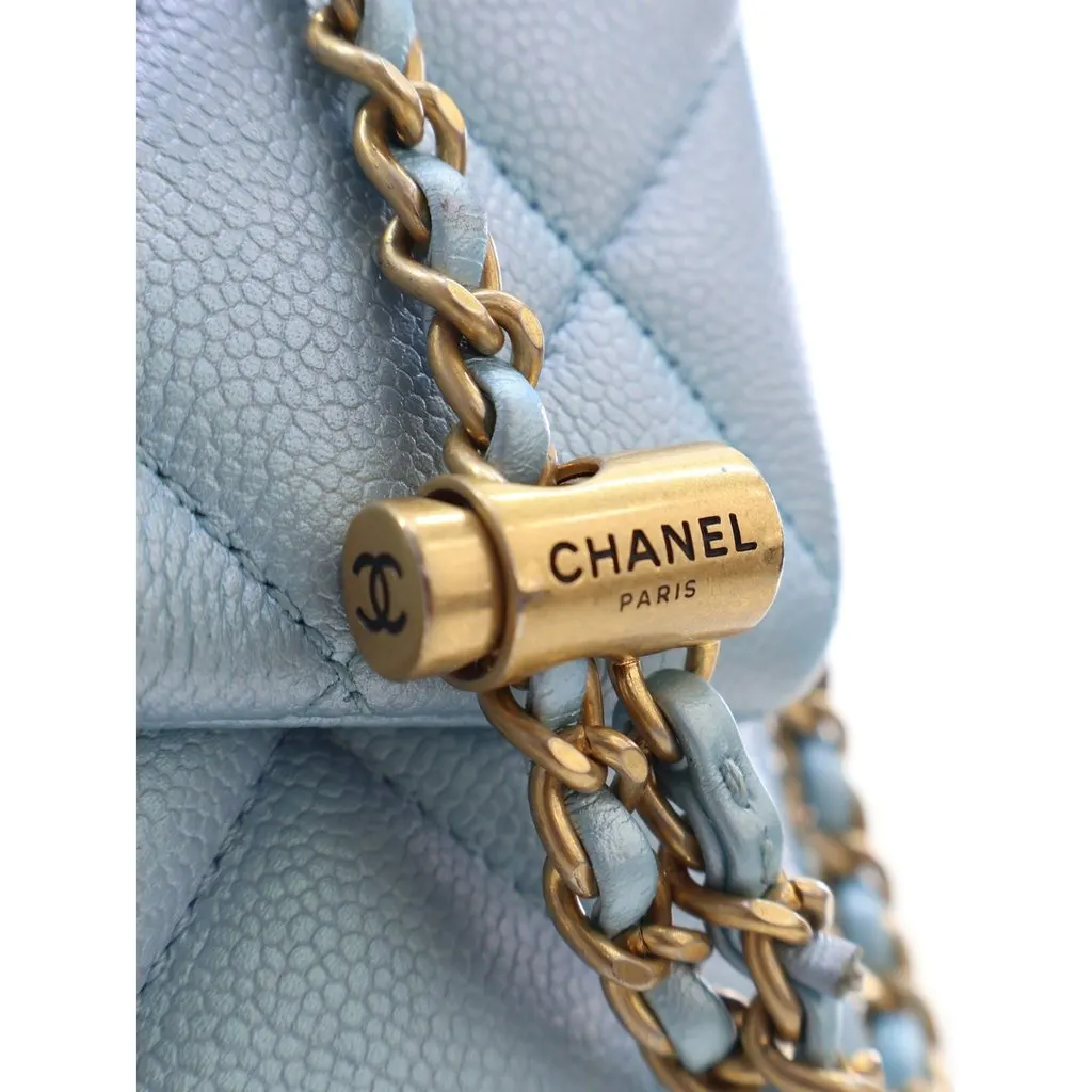 Chanel Mini Quilted Iridescent Caviar My Perfect Flap Blue Leather Very good - Model View