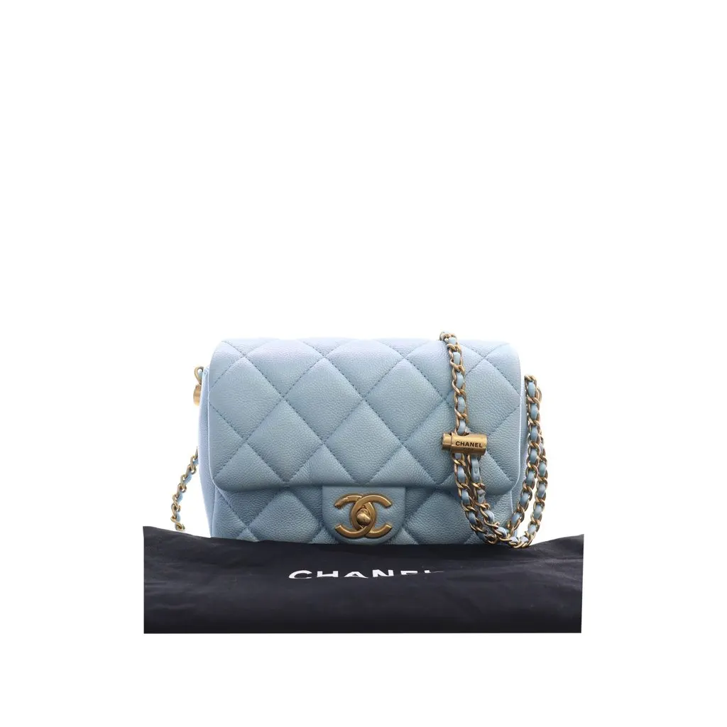Chanel Mini Quilted Iridescent Caviar My Perfect Flap Blue Leather Very good - Box View