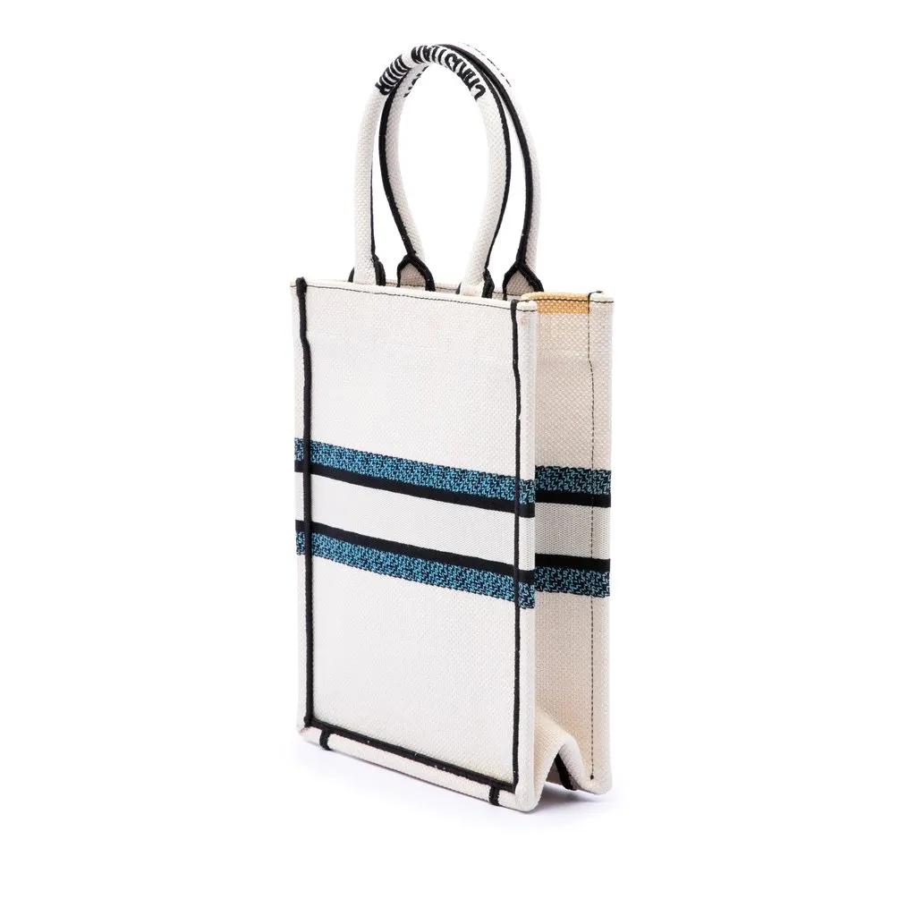Dior Embroidered Canvas Lucky Star Vertical Book Tote White Very good - Back View