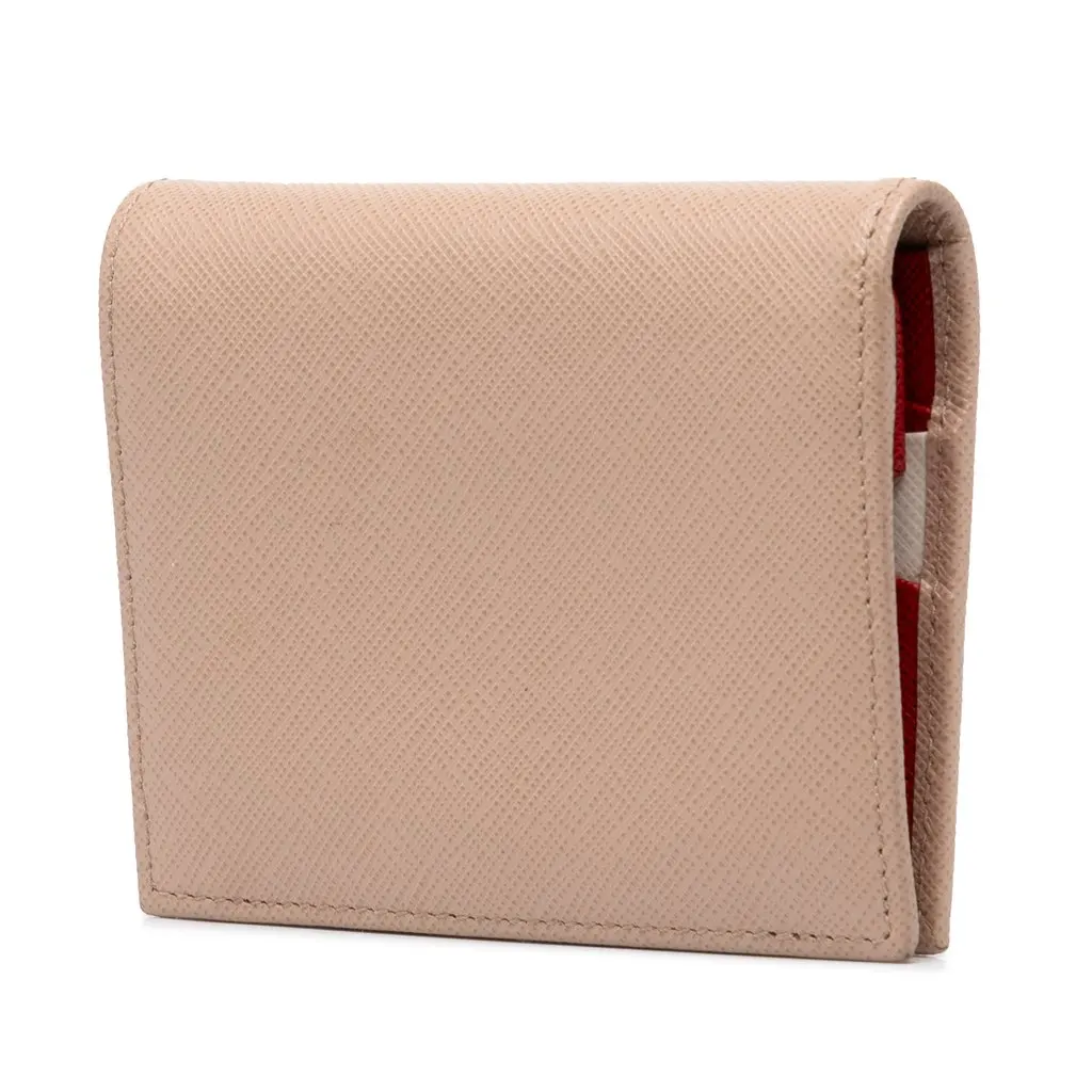 Prada Saffiano Bifold Small Wallet Brown Leather Very good - Back View